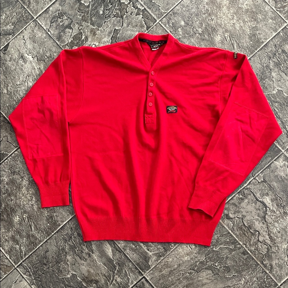 PAUL & SHARK V-Neck 1/4 Button Men's Sweater Coastal Preppy Luxury Old-Money